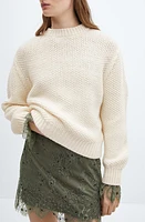 MANGO Cable Stitch Sweater Ecru at Nordstrom,