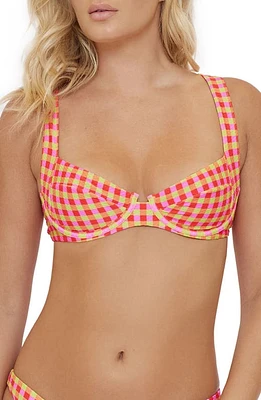 PQ SWIM Perla Halter Underwire Bikini Top Gingham at Nordstrom,