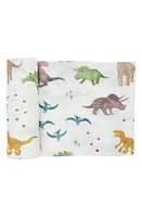 little unicorn Stretch Knit Swaddle in Neutral Dino Friends at Nordstrom