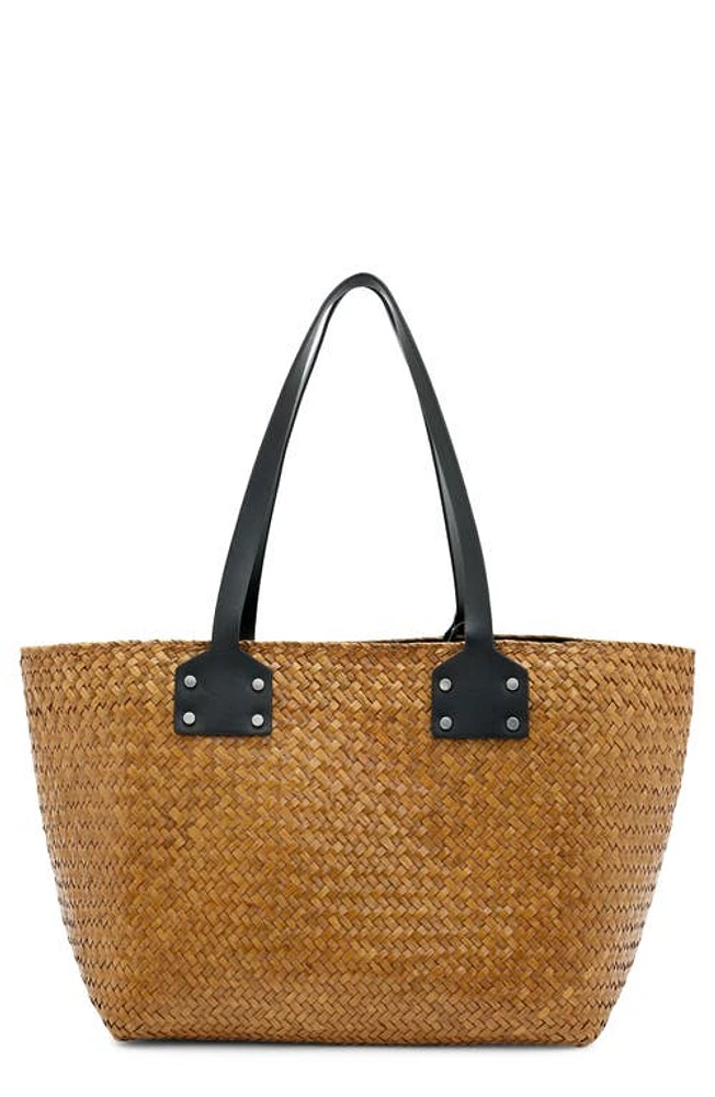 AllSaints Mosley Straw Tote in Almond Beige at Nordstrom