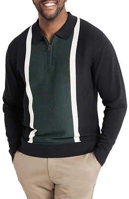 Johnny Bigg Braxton Colorblock Long Sleeve Quarter Zip Polo Sweater Black at Nordstrom,