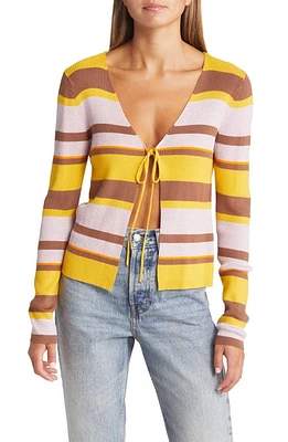 VERO MODA Aura Stripe Tie Front Rib Cardigan Aztec Stripes at Nordstrom,