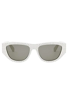 CELINE Animation 55mm Gradient Cat Eye Sunglasses in Ivory /Smoke at Nordstrom