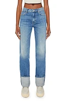 MOTHER The Duster Skimp Cuffed Straight Leg Jeans in Horsin Around at Nordstrom, Size 34