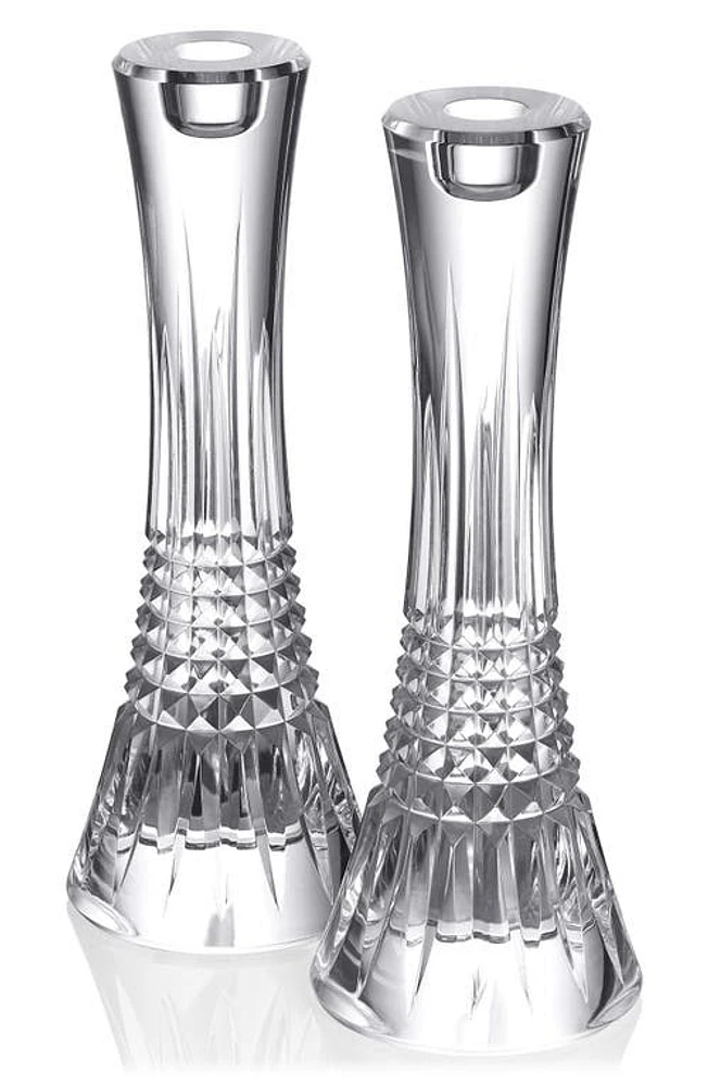 Waterford Lismore Diamond Set of 2 -Inch Crystal Candlesticks in Clear at Nordstrom