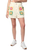 BLANKNYC Crochet Appliqué Paperbag Waist Denim Shorts Downtime at Nordstrom,