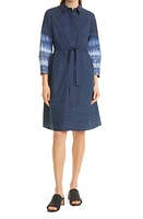 KOBI HALPERIN Sapir Snake Print Accent Cotton Shirtdress in Blue Multi at Nordstrom, Size Large