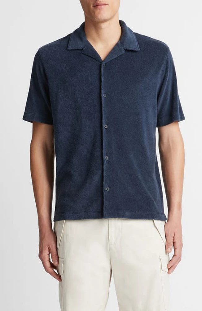 Vince Cabana Terry Cloth Camp Shirt Night Navy at Nordstrom,