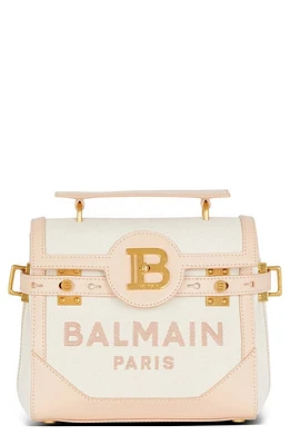 Balmain B-Buzz 23 Leather Top Handle Bag in Gru Cream/Multi at Nordstrom