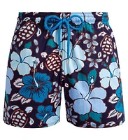 Vilebrequin Men's Tropical Turtles Stretch Swim Trunks in Minuit at Nordstrom