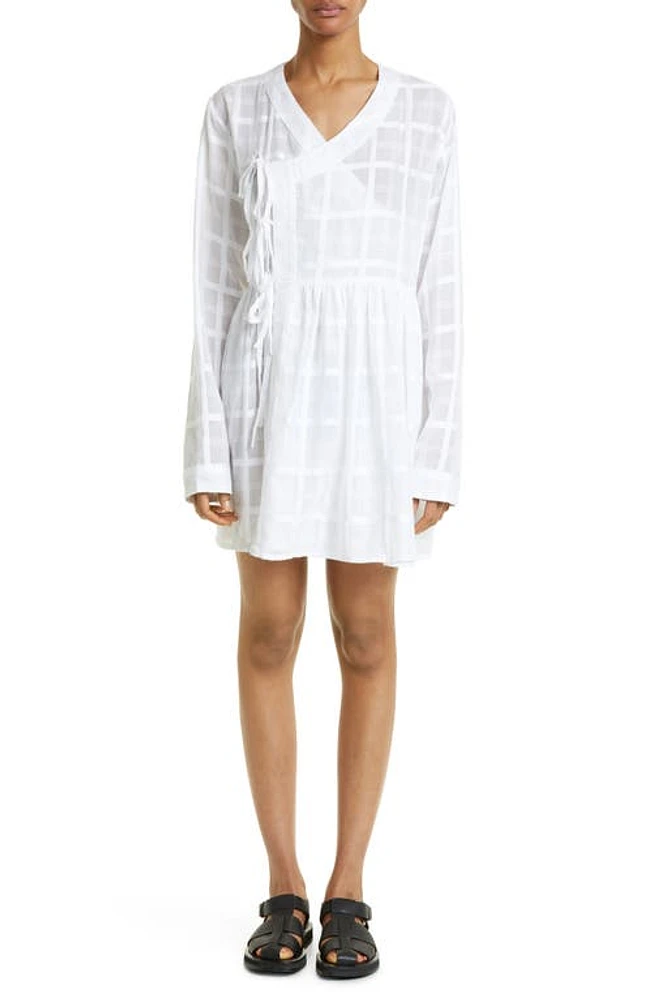 Bode Jama Tonal Plaid Wrap Tunic in White at Nordstrom, Size X-Small