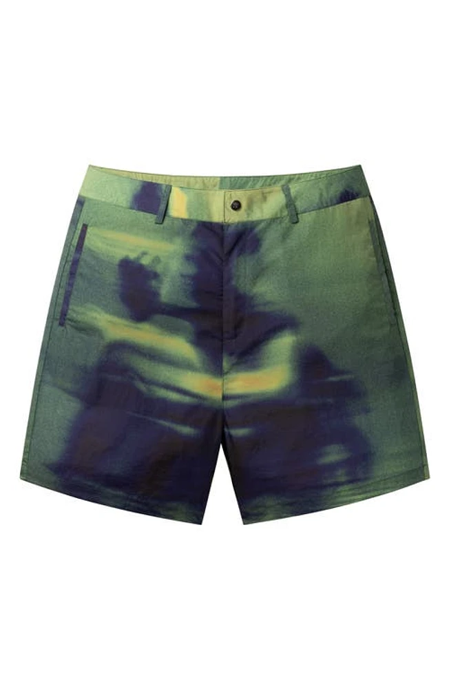 DAILY PAPER Yaro Hazy Nylon Shorts in Green Multi at Nordstrom, Size Medium