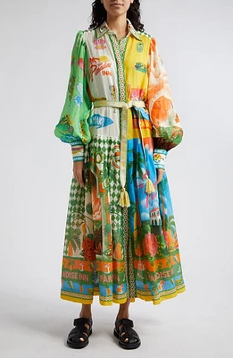 ALEMAIS Paradiso Print Long Sleeve Shirtdress Multi at Nordstrom,