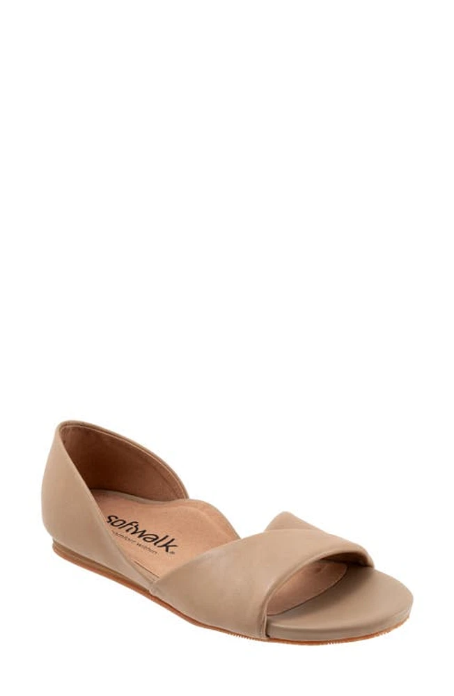 SoftWalk Cypress Open Toe Flat Beige at Nordstrom,