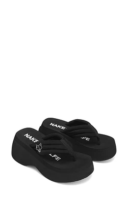 NAKED WOLFE Damsel Platform Flip Flop Black-Lycra at Nordstrom,