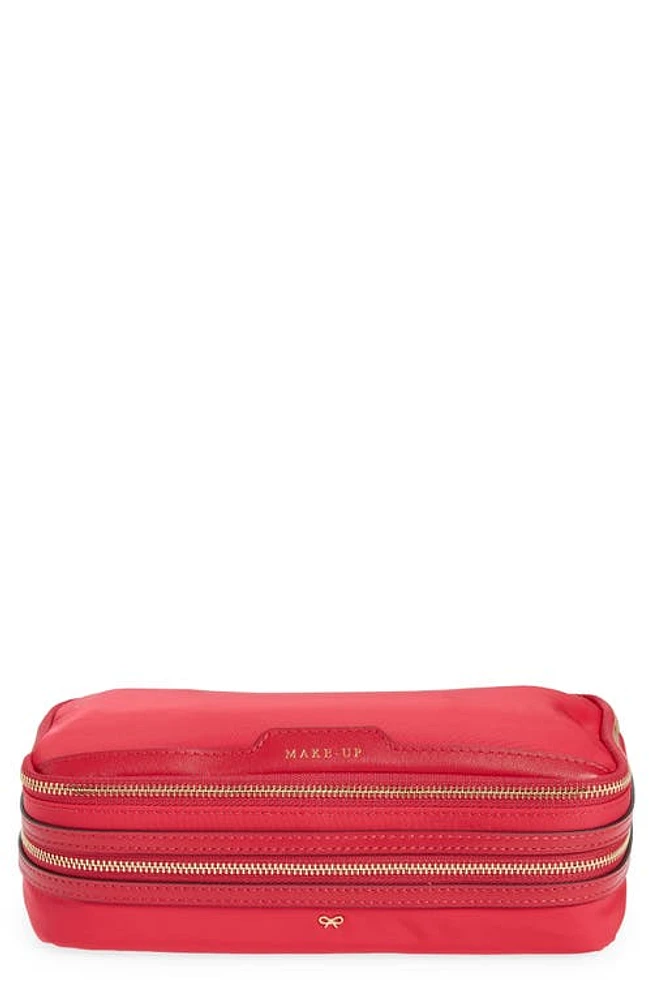 Anya Hindmarch Make-Up Recycled Nylon Cosmetics Zip Pouch in Hot Pink at Nordstrom