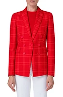 Akris punto Windowpane Plaid Faux Double Breasted Blazer Red at Nordstrom,