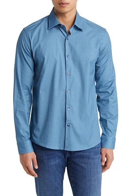 Stone Rose Microdot Button-Up Shirt Slate Blue at Nordstrom,