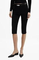 MANGO Piccola Belted Capri Pants Black at Nordstrom,