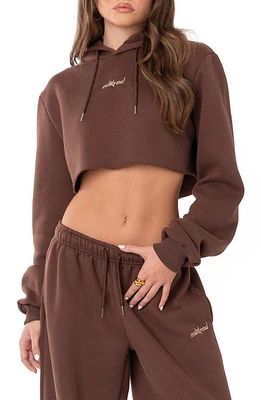 EDIKTED Brenna Crop Hoodie Brown at Nordstrom,