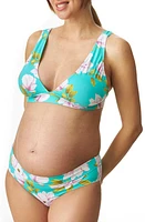 Pez D'Or Mauve Floral Two-Piece Maternity Swimsuit Aqua at Nordstrom,