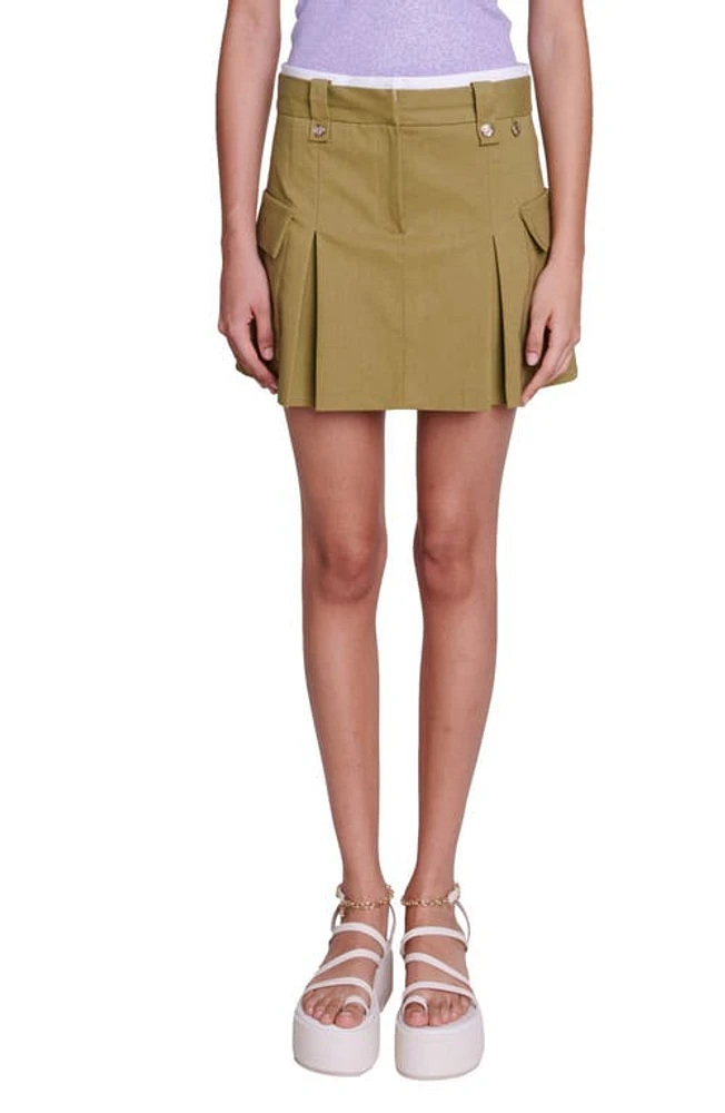 maje Jinima Pleated Skirt Khaki at Nordstrom,