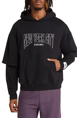 KROST Layered NYC Graphic Hoodie Black at Nordstrom,