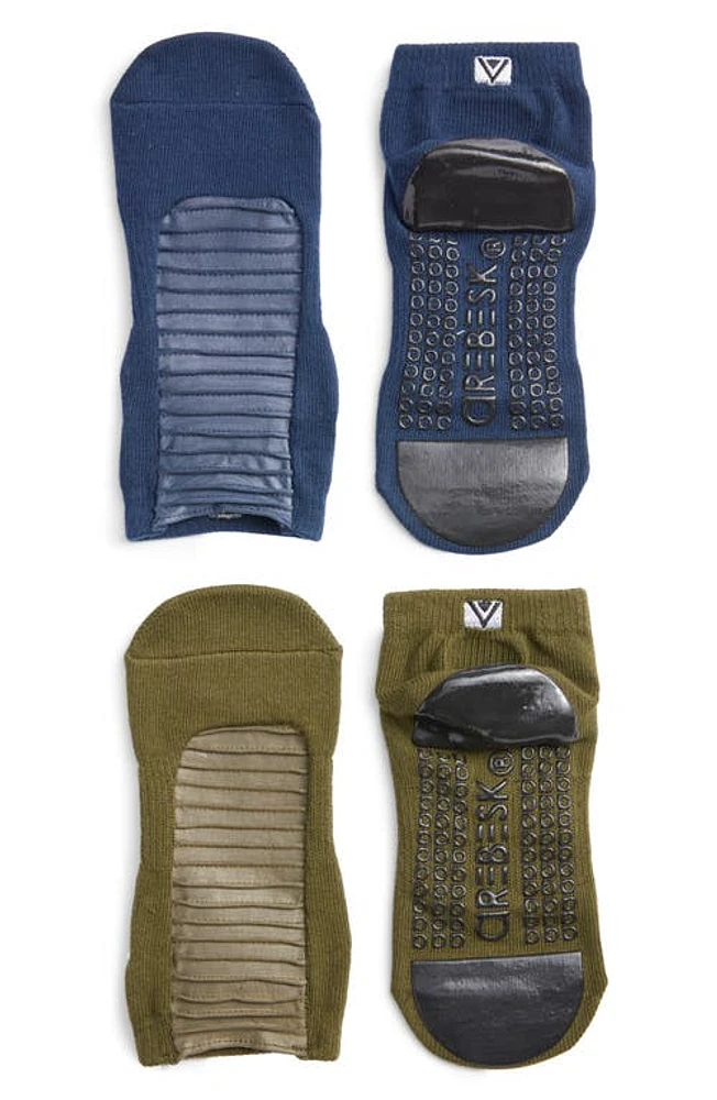 Arebesk Moto Assorted 2-Pack No-Slip Socks Army Green /Navy at Nordstrom,