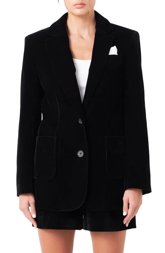 Grey Lab Oversize Velvet Blazer Black at Nordstrom,