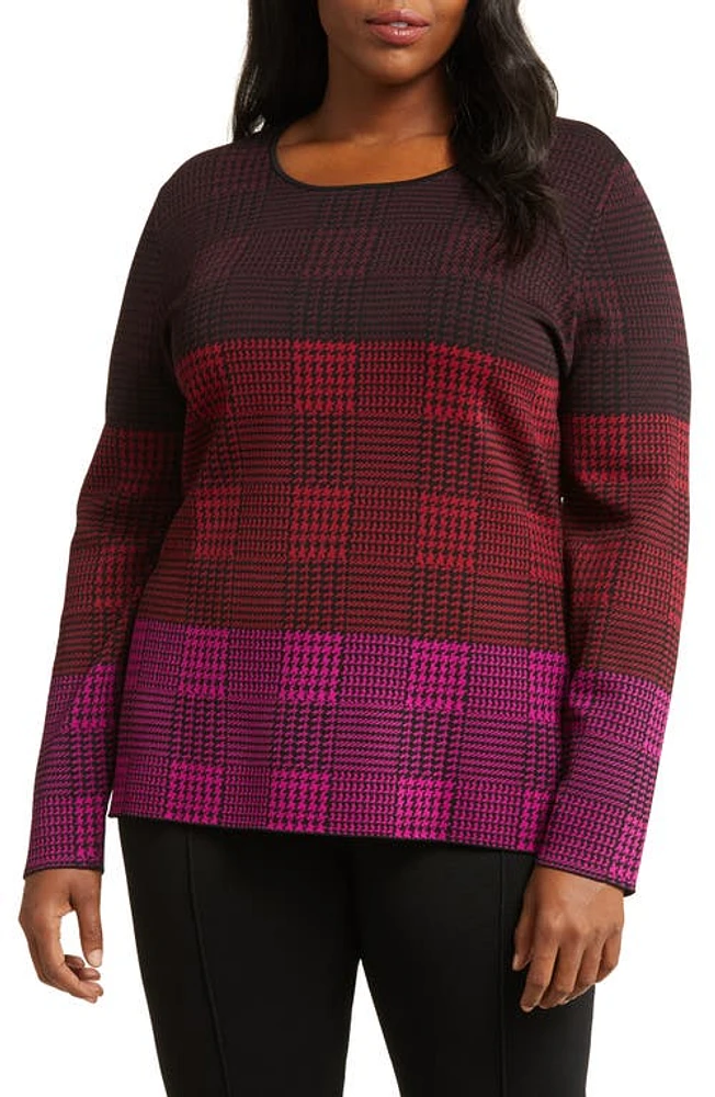 Marina Rinaldi x Mary Katranzou Check Jacquard Piqué Sweater Galles Pink at Nordstrom,