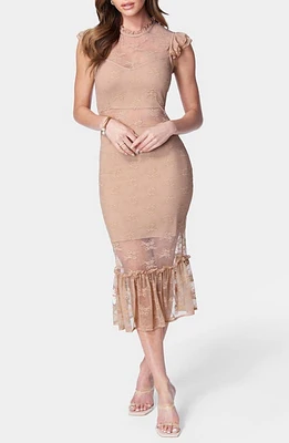 bebe Illusion Lace Midi Dress at Nordstrom,