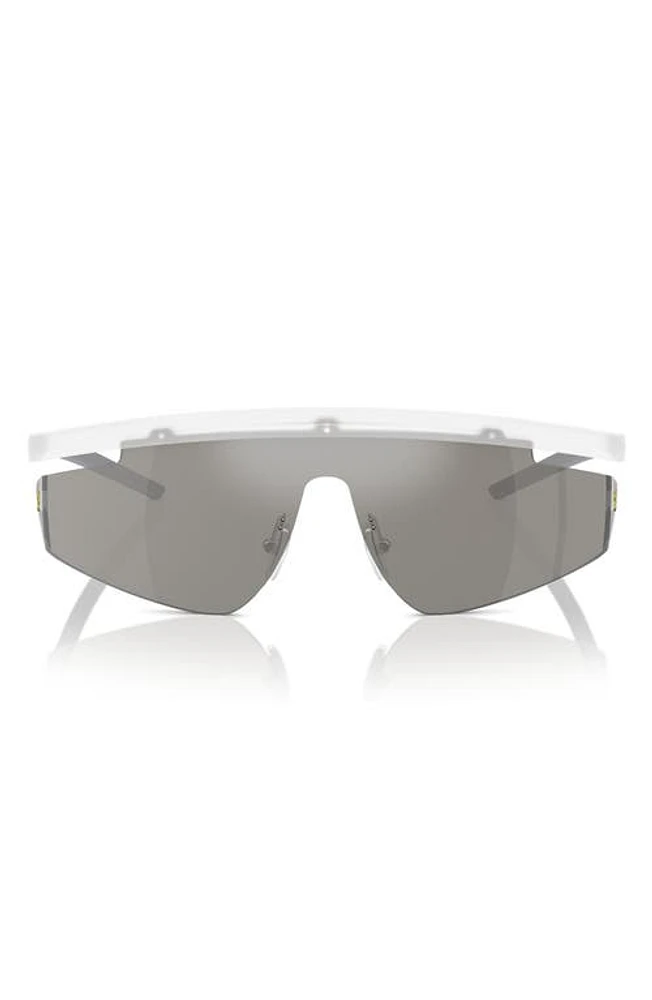 Scuderia Ferrari 140mm Irregular Shield Sunglasses in Transparent Grey at Nordstrom