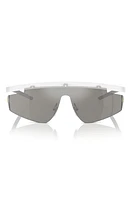 Scuderia Ferrari 140mm Irregular Shield Sunglasses in Transparent Grey at Nordstrom