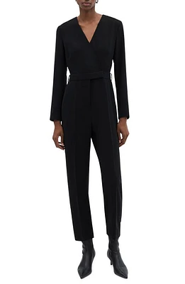 MANGO Faux Wrap Jumpsuit Black at Nordstrom,