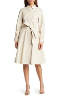 KOBI HALPERIN Wyatt Long Sleeve Faux Leather Shirtdress Alabaster at Nordstrom,