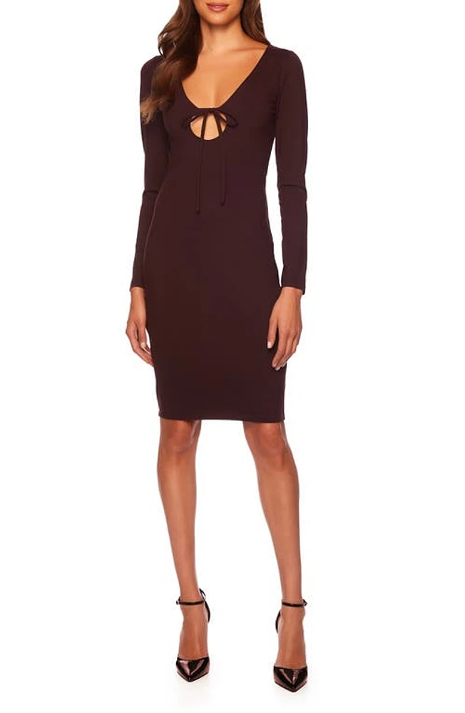 Susana Monaco Tie Cutout Long Sleeve Dress Cabernet at Nordstrom,