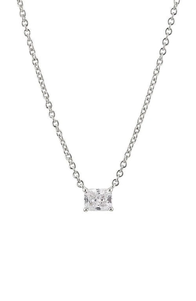 Nadri Modern Luv Small Emerald Cut Cubic Zirconia Pendant Necklace in Rhodium at Nordstrom