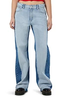 Noisy may Rinna Wide Leg Jeans Medium Blu Denim Colorblck at Nordstrom,