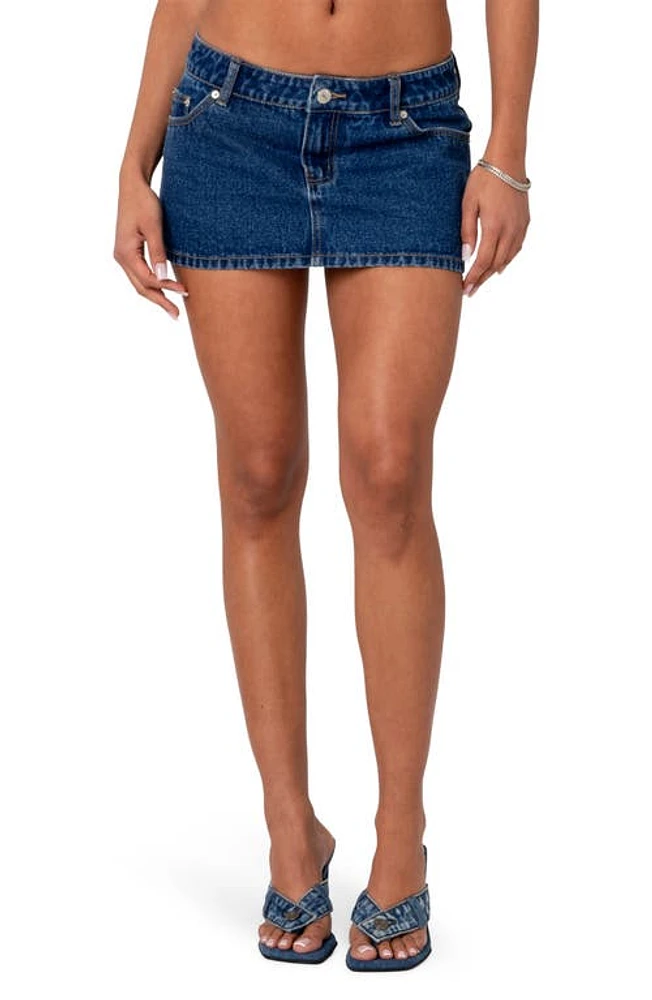 EDIKTED Spencer Low Rise Denim Skirt Blue at Nordstrom,