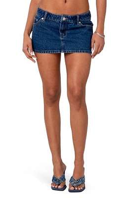 EDIKTED Spencer Low Rise Denim Skirt Blue at Nordstrom,