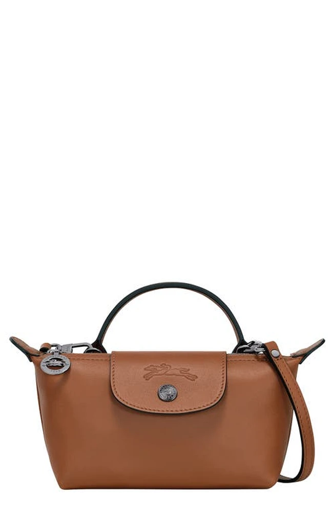 Longchamp Extra Small Le Pliage Xtra Leather Clutch in Cognac at Nordstrom