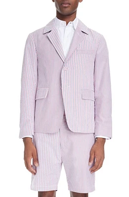 Thom Browne Unconstructed Stripe Cotton Blazer Pink Blue White at Nordstrom,