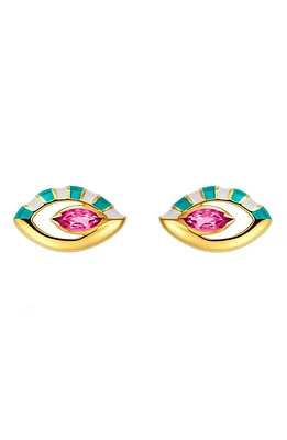 NeverNoT Life in Color Topaz Eye Stud Earrings in Gold at Nordstrom