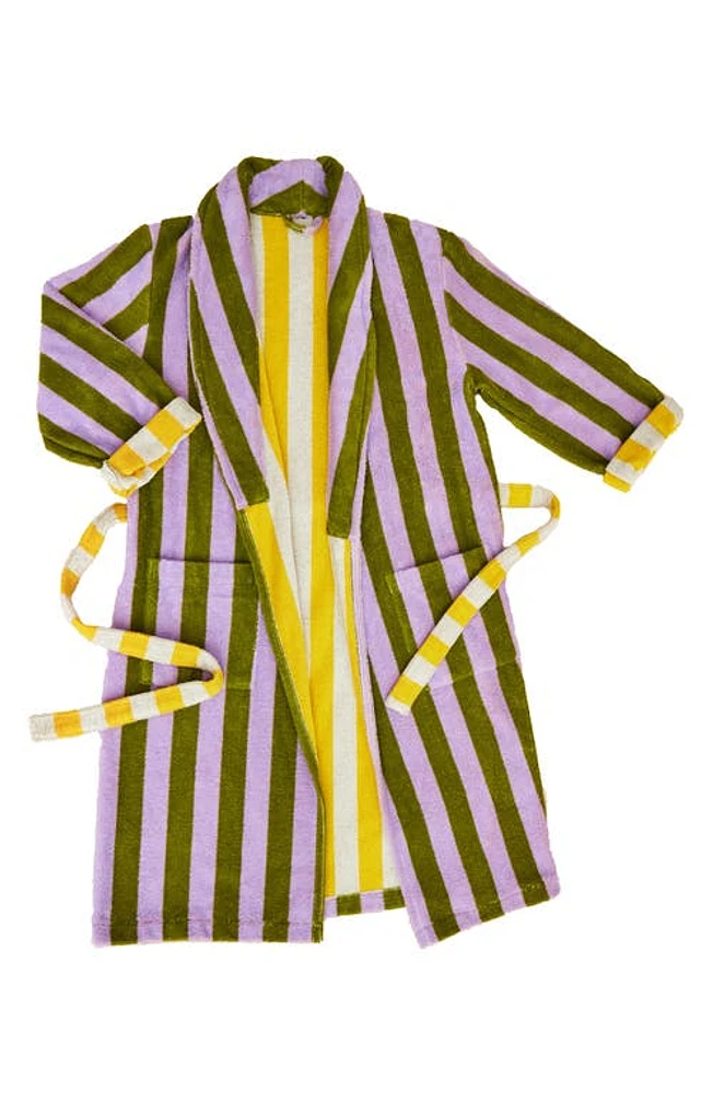 Dusen Dusen Stripe Terry Bathrobe in Sea Stripe at Nordstrom