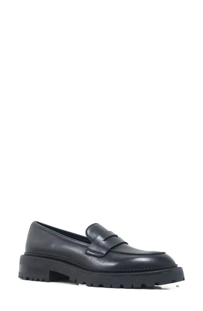 Kenneth Cole New York Fatima Lug Sole Penny Loafer Black Leather at Nordstrom,