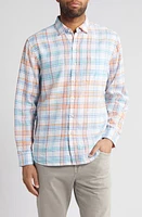 Tommy Bahama Barbados Breeze La Vida Check Linen Blend Button-Up Shirt White at Nordstrom,