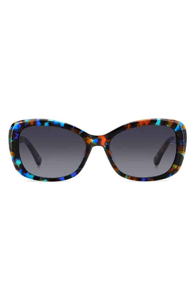 Kate Spade New York elowen 55mm gradient round sunglasses in Black Blue Havana/Grey at Nordstrom