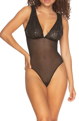 Black Bow Covet Mesh & Sequin Bodysuit at Nordstrom,