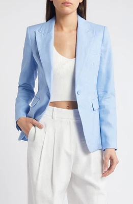 MANGO Linen Blazer Blue at Nordstrom,