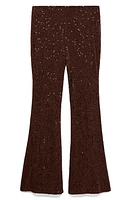 MANGO Sequin Flare Leg Pants Cognac at Nordstrom,